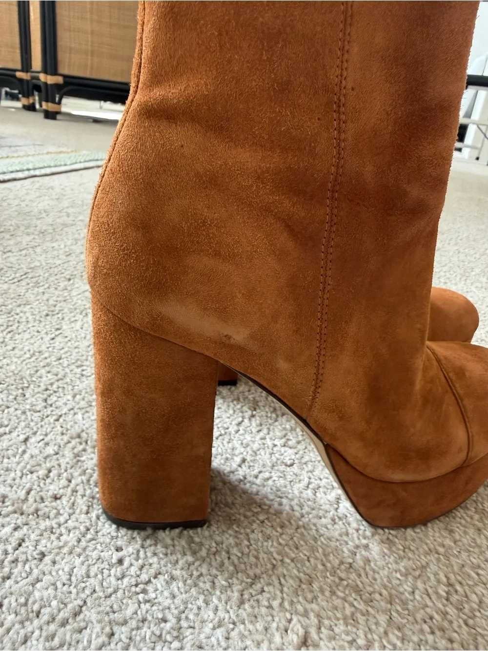 Sam Edelman Suede Platform Ankle Boots in Cognac Brown